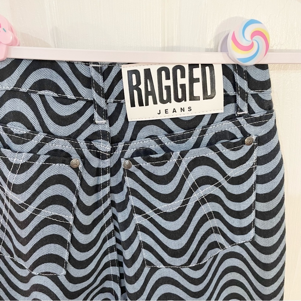 The Ragged Priest Wave Print Dad Light Blue/Black - Jeans - 24